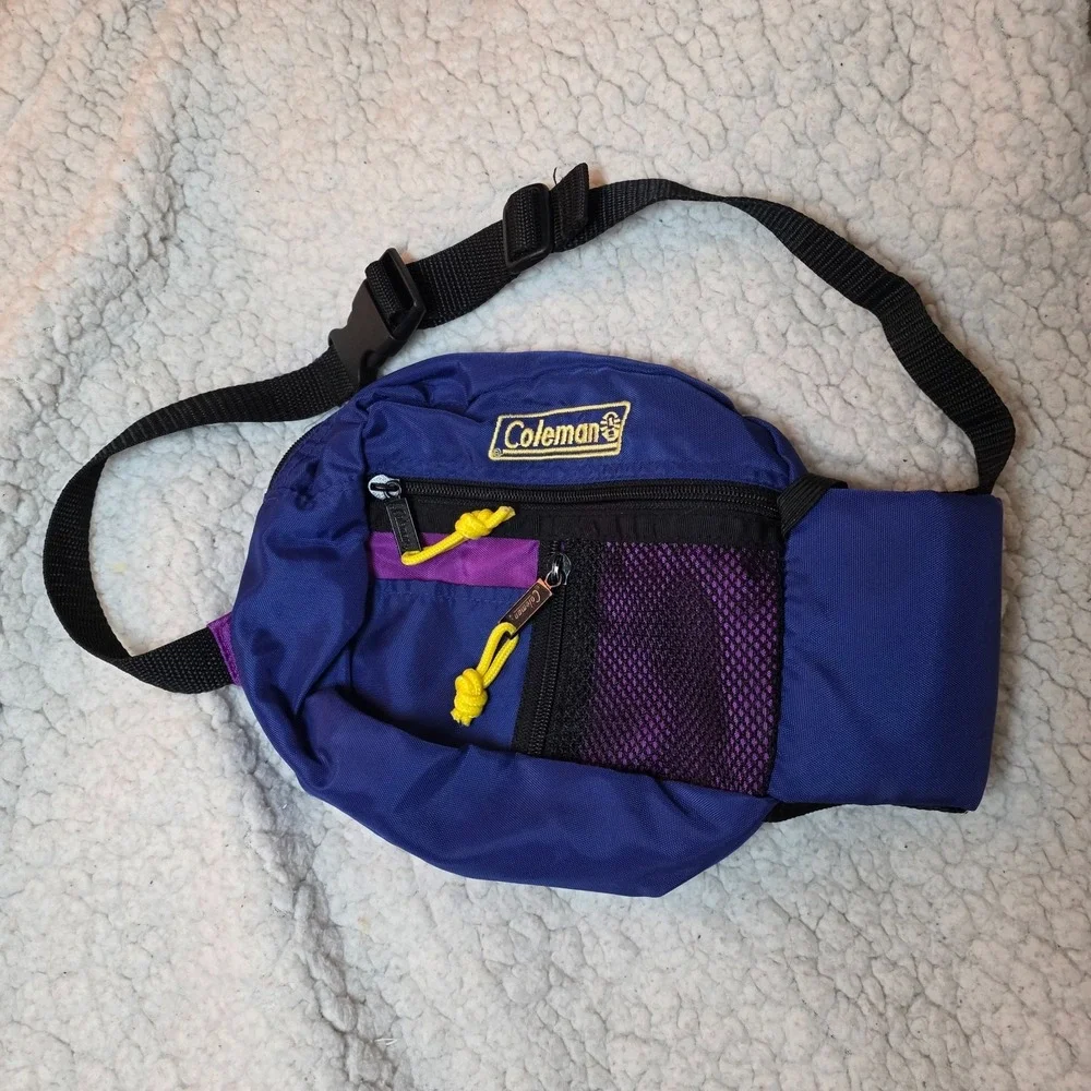 Vintage Coleman Outdoor Waist Pack 90s Retro Blue Purple